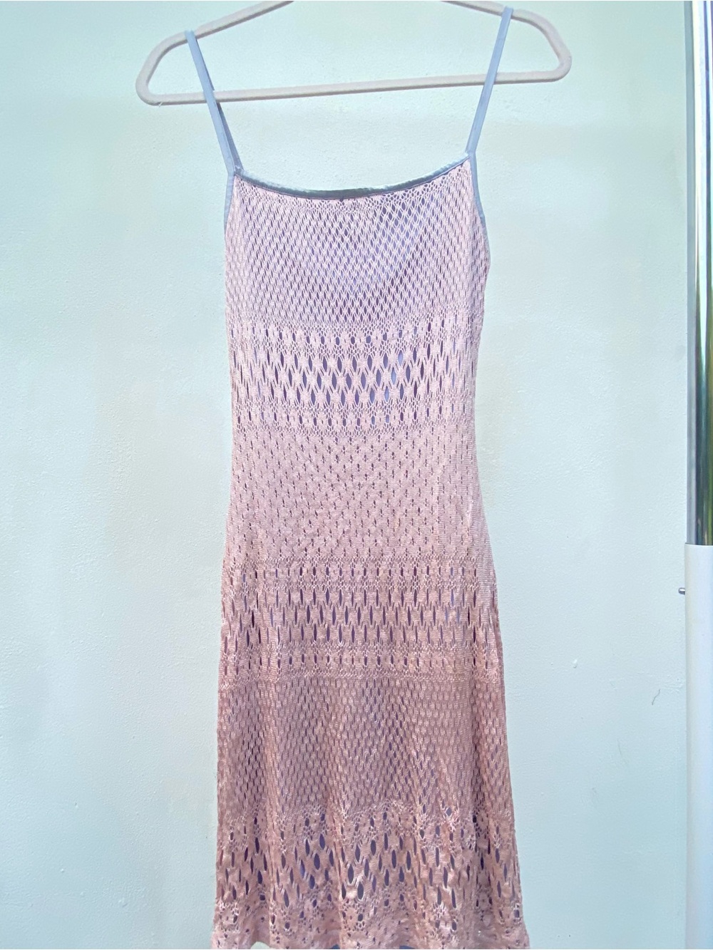 Y2K Caché Pink & Lilac Crochet Mini Dress Size Medium